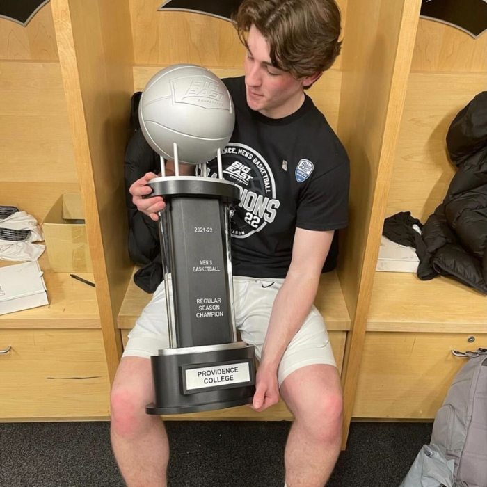 Saint Gregory's School Alumnus Kieran O'Haire with the Big East Basketball Championship trophy