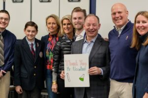 The Uccellini Family and members of the Saint Gregory's Community at the Science Room Dedication