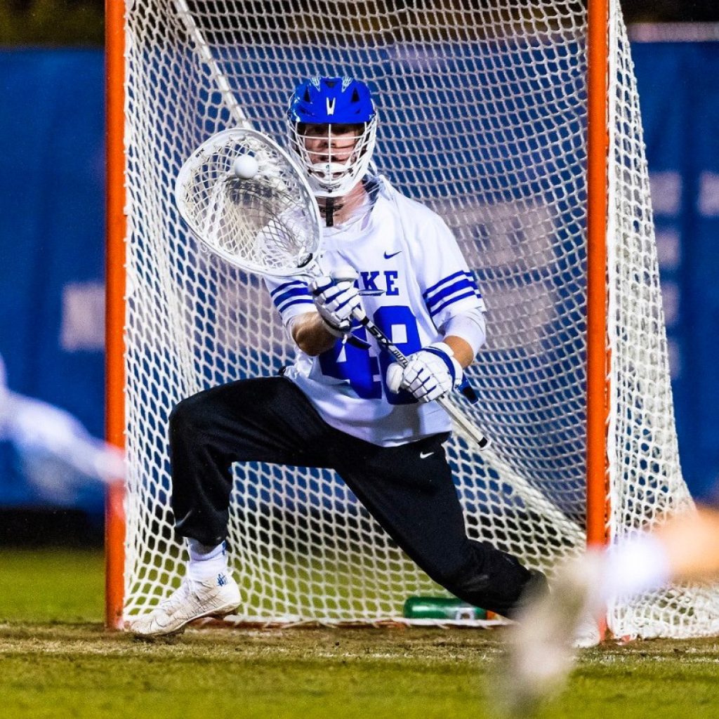 Saint Gregory's School alum William Helm is the goalie for the Duke Blue Devils