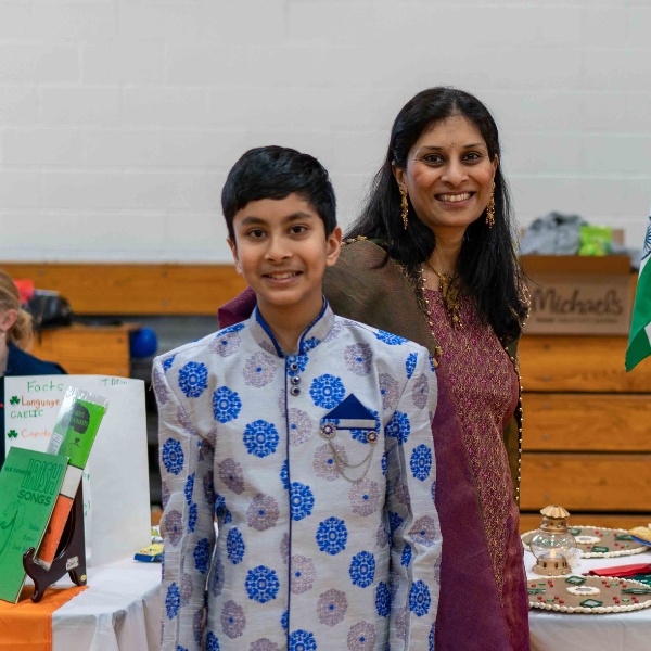 Private school student Arman set up a table representing India at the SGS Multi-Cultural Fair