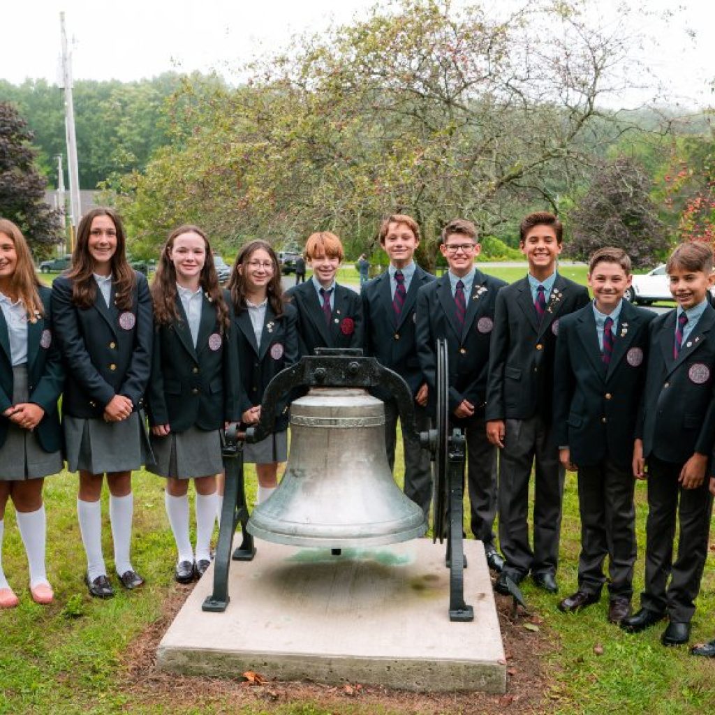 private school 8th graders on their last first day of school, ringing in their final school year in Albany, NY