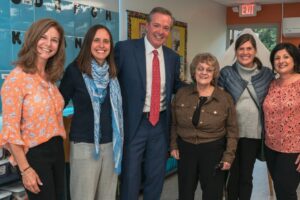 Donor Ken Ellis (SGS'78) with former Lower School teacher Mrs. McLeod and current Lower School teachers at the Dedication of the Updated Saint Gregory's Lower School in Albany, NY