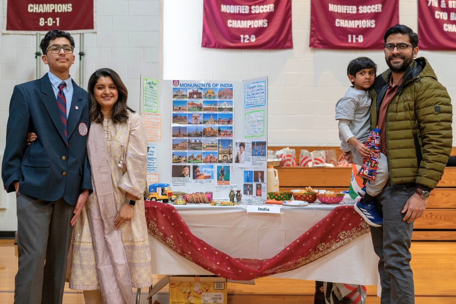 Saint Gregory's School student Ayaan represents Israel together with his parents at the second annual multicultural fair at SGS