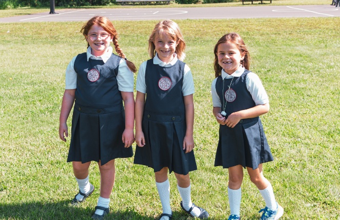 private school students on the 22-acre Saint Gregory's School campus on their first day of school