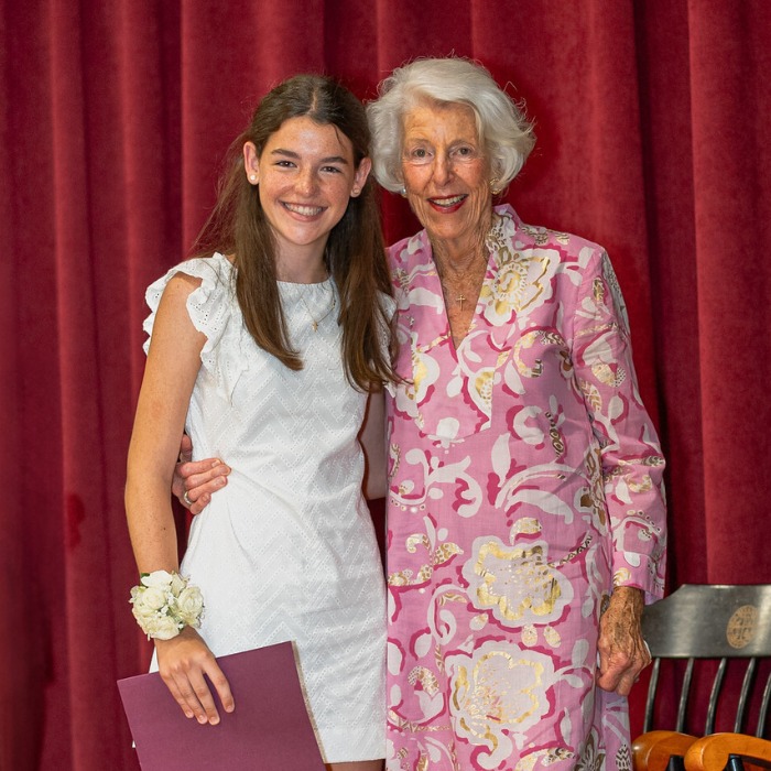 SGS private school student Grace receiving the Spirit of Saint Gregory's Award