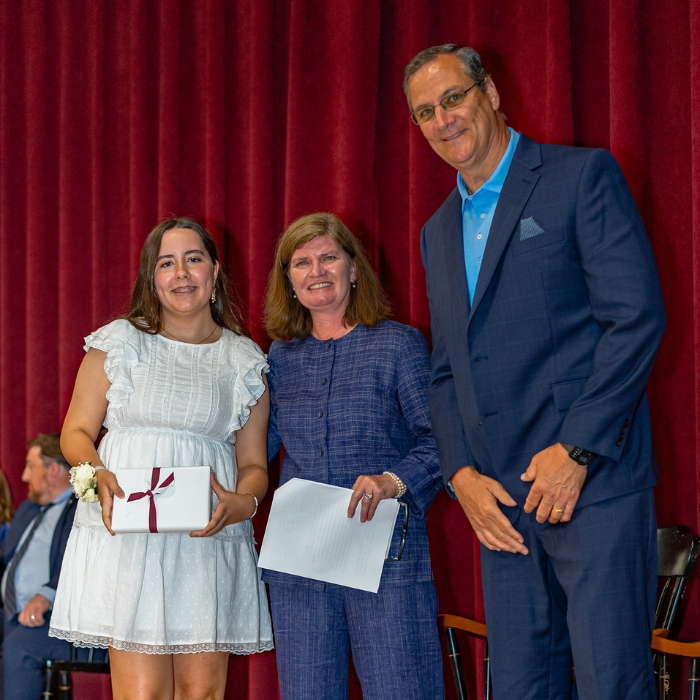 SGS private school student Eden receiving the Virginia Kopp Award for English