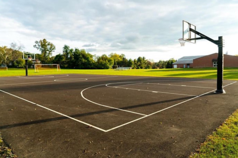 Saint Gregory's School's new outdoor basketball court donated by the DelSignore family