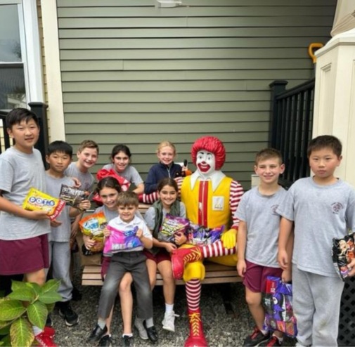 private school students donated their candy to the Ronald McDonald House