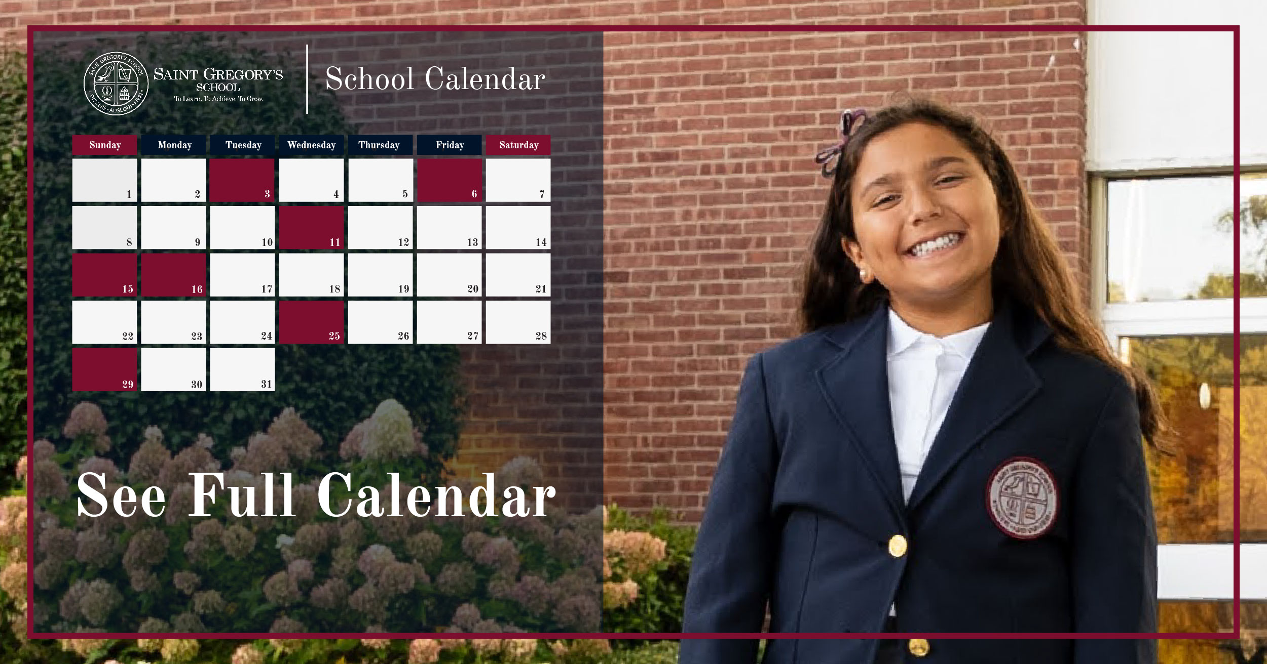 Saint Gregory's School's Event Calendar