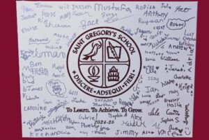 Thank you note of Saint Gregory's School students for people's donations to the Annual Fund