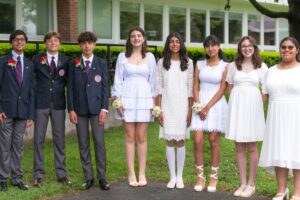 SGS | Graduation 2025 Saint Gregory's graduation seniors in June 2025 in front of the school building in Loudonville, NY