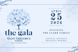 2026 Saint Gregory's School Gala logo and date