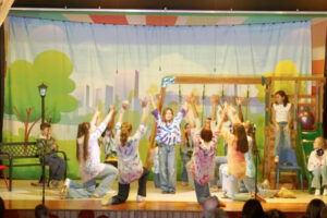 Students of Saint Gregory's School perform their annual school musical Godspell on stage