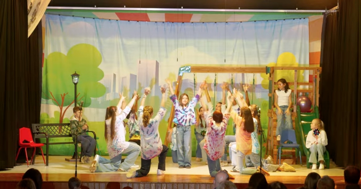 Students of Saint Gregory's School perform their annual school musical Godspell on stage
