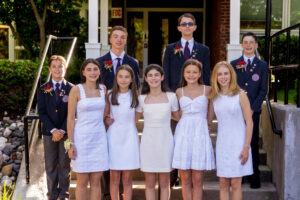 Saint Gregory's graduation seniors in June 2026 in front of the school building in Loudonville, NY