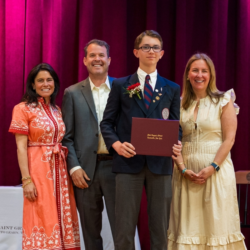 Saint Gregory's School Graduate Will receives his Diploma at the Class of 2026 Graudation in Loudonville, NY