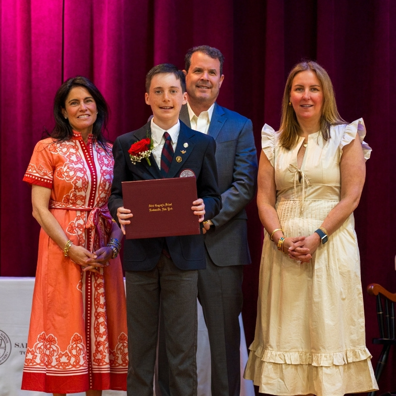 Saint Gregory's School Graduate Mason receives his Diploma at the Class of 2026 Graudation in Loudonville, NY