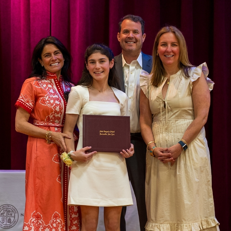 Saint Gregory's School Graduate Sofia receives her Diploma at the Class of 2026 Graudation in Loudonville, NY