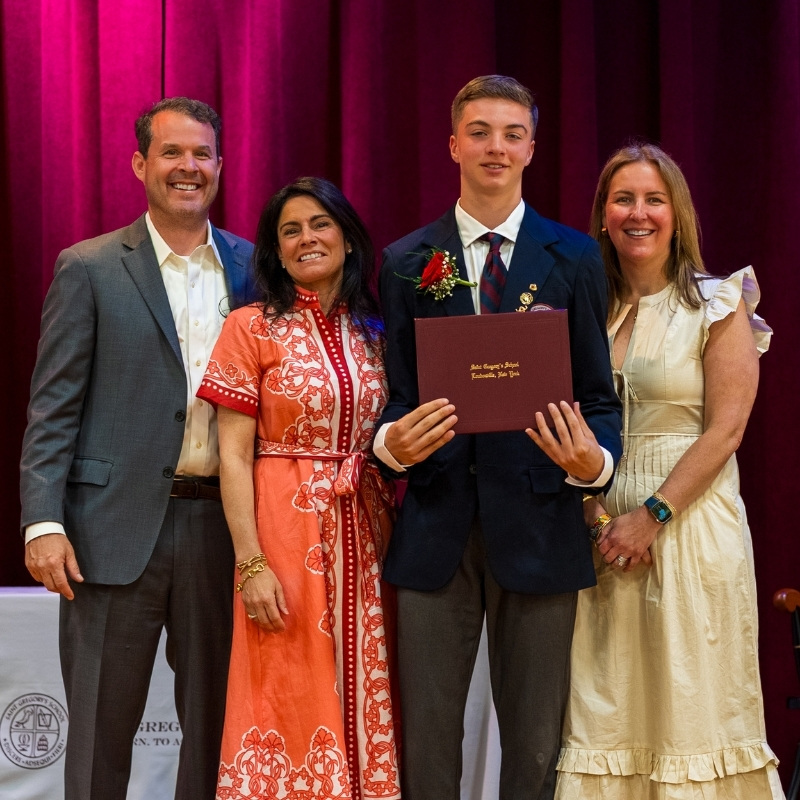 Saint Gregory's School Graduate Anthony receives his Diploma at the Class of 2026 Graudation in Loudonville, NY